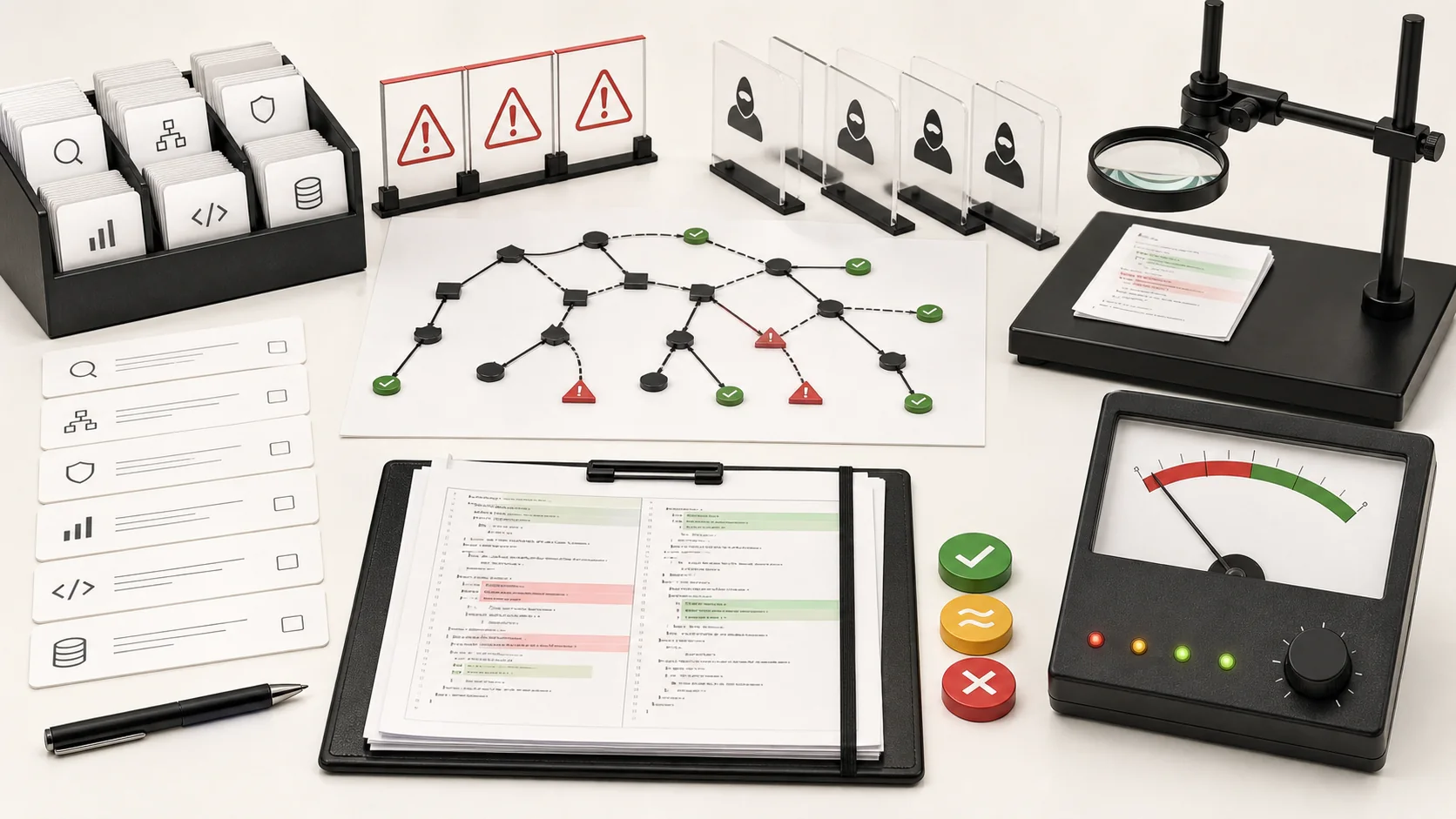 Agent evaluation control room showing task sets, execution traces, adversarial tests, repository patches, and scored outcomes
