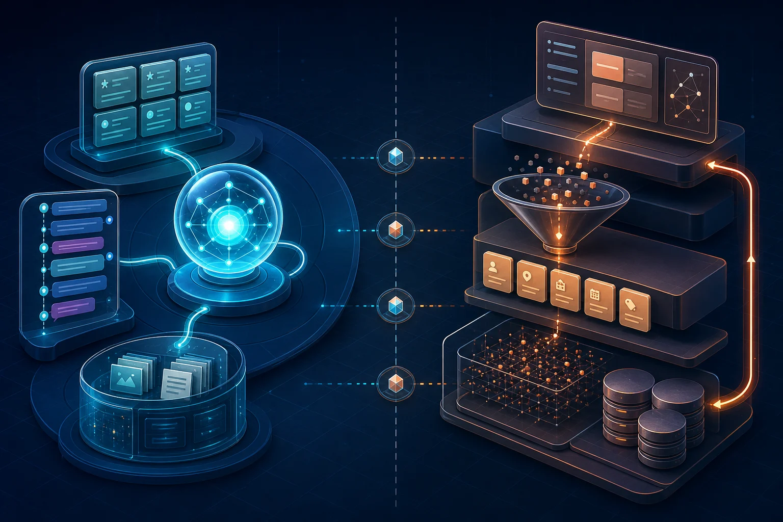 Dual memory architecture showing a stateful Letta agent runtime beside a Mem0 memory service with separate storage and control paths